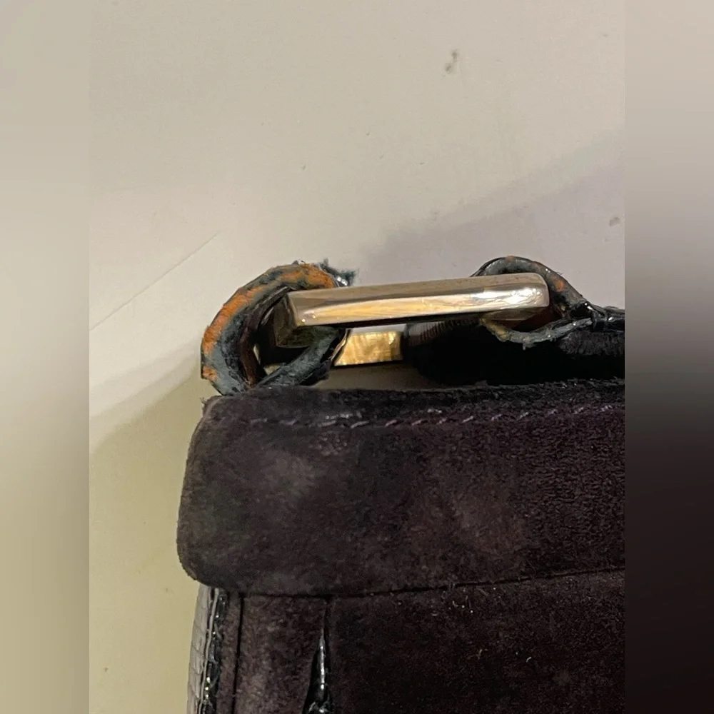 Vintage Gucci Blondie 1970’s Black Suede Leather Shoulder Bag GG Logo - Picture 10 of 15